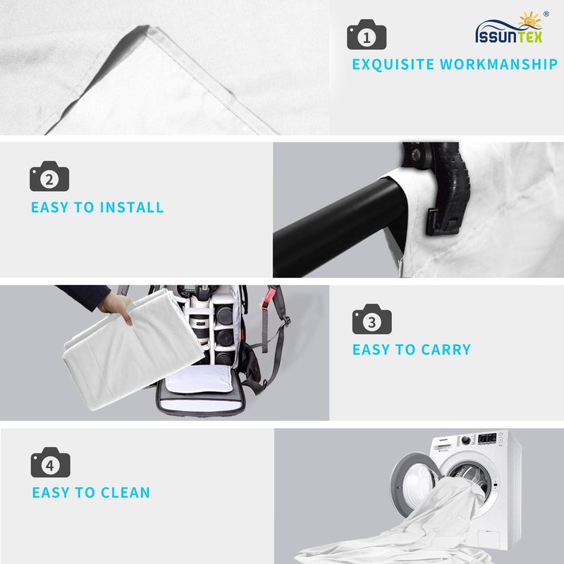 ISSUNTEX 9X15 ft Background Polester Backdrop, Photo Studio, Collapsible High Density Screen for Video Photography and Television-White - Image 4